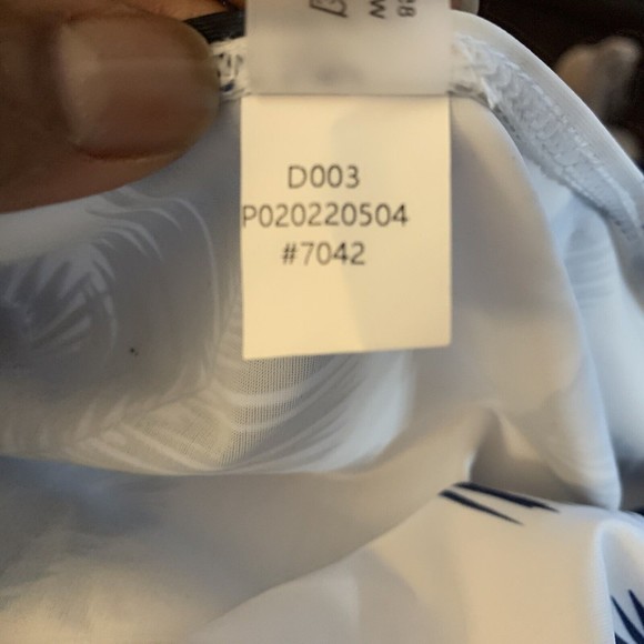 Womens XL Swimwear Bikini Bottoms High Rise Briefs Shirred Blue White Print NWOT - Picture 11 of 11